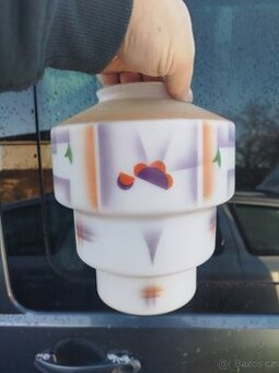 Retro skleněný širm lustr světlo ČSSR nebo DDR