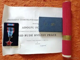 Řád rudé hvězdy práce 2. typ (2500,-) s velkým dekretem