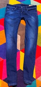 DIESEL SLEENKER -X  PÁNSKÉ DENIM KRÁSNÉ JEANS-SLIM STREČ RIF