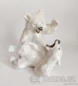 Velká porcelánová figura ledních medvědů - Kodaň