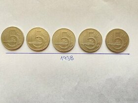 Mince 5 Kč 1938 - 1