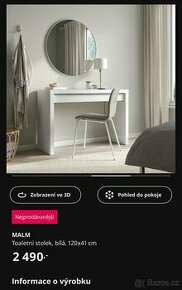 Kosmeticky/pracovni stolek Malm, Ikea