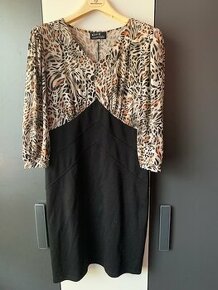 DÁMSKÉ ŠATY ČERNÉ V KOMBINACI ZVÍŘECÍ VZOR, vel: 44