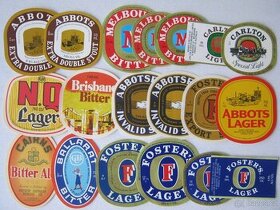 staré pivní etikety Austrálie 43ks