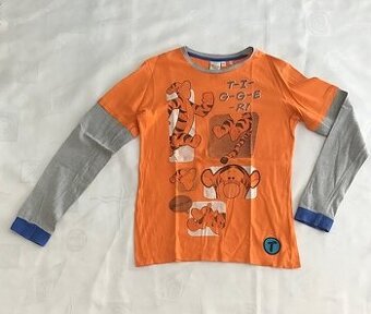 Tričko s dl. rukávem - oranžové s tygrem, vel. 134 = 50 Kč