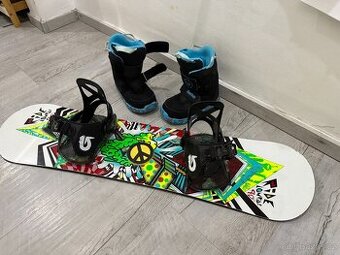 Komplet snowboard 90cm, boty 29 a vázání