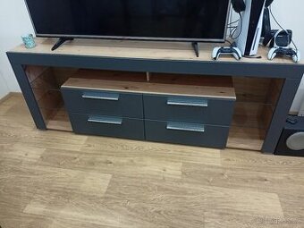 Prodám TV stolek Goal, dub/šedý, s osvětlením