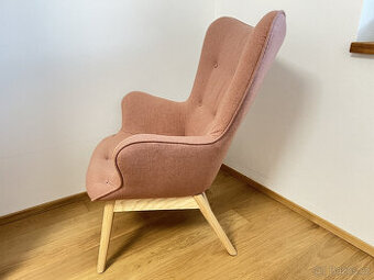 Křeslo s podnožkou Tchibo, starorůžové