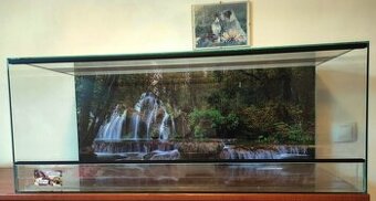 LTerárium 80x40x40 Síla skla 5 mm.Polyuretanové pozadi. Vhod