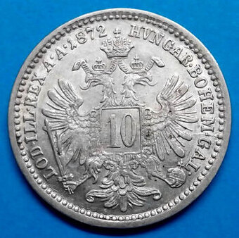 Stříbrná mince r. 1872 František Josef I.