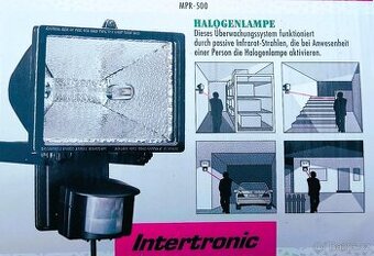 Halogenové světlo svítivosti 500 W s pohybovým čidlem
