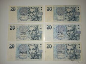 BANKOVKY 20 KČ, 1994, OBĚ VYDANÉ SÉRIE, PĚKNÉ STAVY
