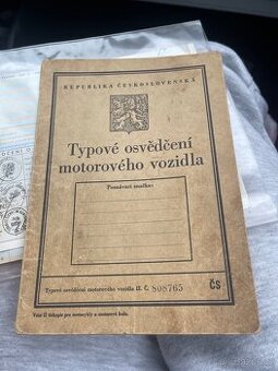 Typové osvědčení motorového vozidla Jawa 250 1954