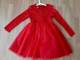 Princess krajkové šaty s maxi tylovou sukní červené vel. 146