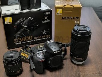 Nikon D3400 + 18-55 mm af-p vr + 70-300 mm af-p vr