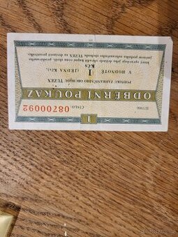 Odběrní poukaz tuzex bony 2/1986