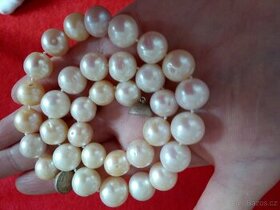 perlová šňůra,zlatá Davidova hvězda,vintage kříž zlato+akvam