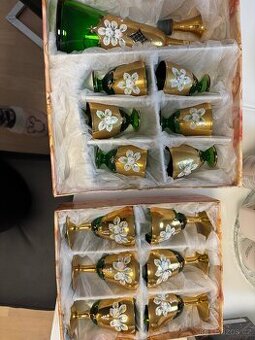 Bohemia sklo ručně zdobené zlacené sada 13 ks