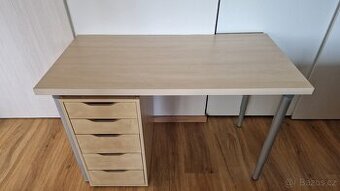 Psací stůl se zásuvkami dekor bříza