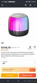 LENOVO Thinkplus K3 Plus bezdrátový Bluetooth přenosný repro - 1