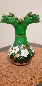 Váza - Novoborské sklo - zelené - 20cm vysoká