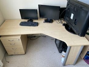 Rohový kancelářský stůl s kontejnerem - 1