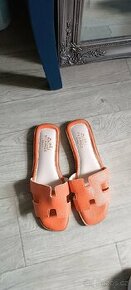 Dámské pantofle Hermes oranžové vel 41