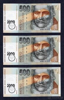 500 Sk BIMILENIUM 2000, stříbrný přetisk, UNC - POSTUPKA
