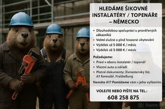 nstalatér/Topenář - NĚMECKO - Výdělek až 5 000 €