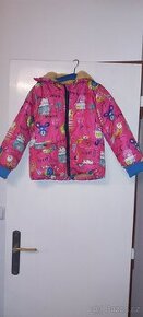 Zimní bunda růžová se zvířátky