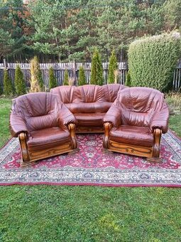 Rustikální kožená sedací souprava 3 - 1 - 1 .