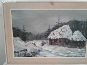 Vintage-obraz,kov.váza,dek.láhev,čaroděj,teploměr,skl.váza - 1