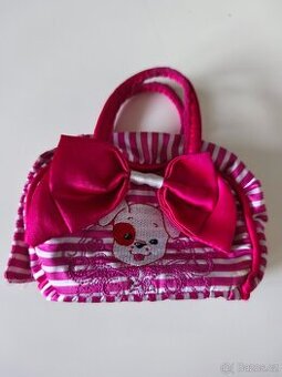 Kabelka / taštička pro panenky – růžová s mašlí