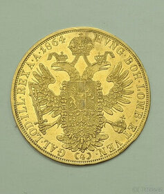 Zlatý R-U 4 Dukát 1864 A, velmi vzácný