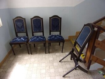 Starý retro nábytek, dřevěné židle, 1. republika, 3+1ks