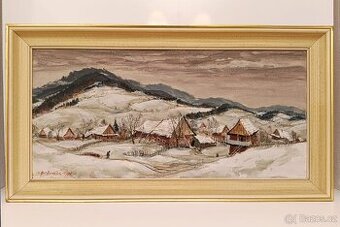 Obraz Alois Holík, Trnava u Zlína, olej 43x81