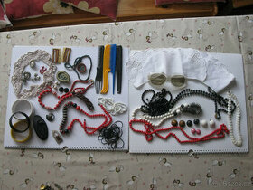 Retro korálky,bižuterie,drobnosti,galanterie,knoflíky různé