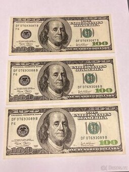 USA - 3x Bankovky 100 Dollars 2003 - Serie DF