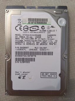 HITACHI HTS541616J9SA00 160GB/2,5"/SATA
