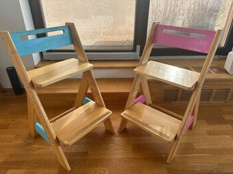 2x Gazel ZUZU dětská rostoucí židle růžová a modrá