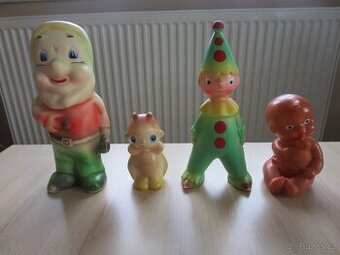 4x STARÁ GUMOVÁ PÍSKACÍ HRAČKA - LIBUŠE NIKLOVÁ
