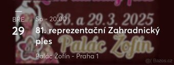 Prodám lístky na reprezentační zahradnický ples