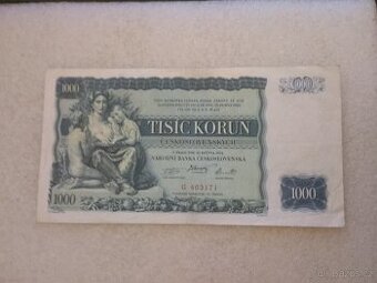 1000 korun 1934 velmi pěkný stav, neperforovaná obrovská ban