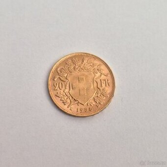 Zlatá mince 20 Frank Helvetia 1935