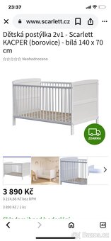 Dětská postýlka 2v1 - Scarlett KACPER - bílá 140