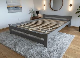 Nová postel MASIV BOROVICE šeda 160x200cm + rošt