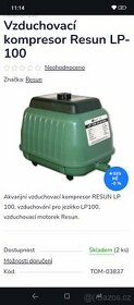 Akvarijní vzduchovací kompresor RESUN LP 100, vzduchování pr