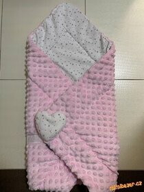 Oboustranná zavinovačka Minky Baby růžová bílá