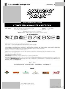 Celofestivalová vstupenka na Masters of Rock 2025