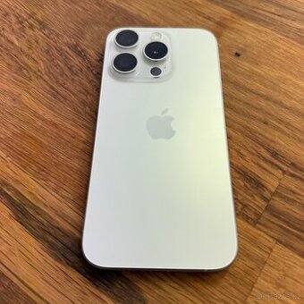 iPhone 15 Pro 256GB white titan, 100% baterie, záruka